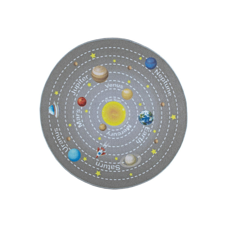 Tapis rond gris en polyamide tissé à la machine 6 pi 7 po Laureen