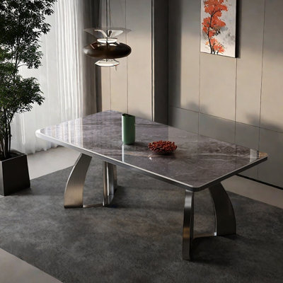 Sintered stone stainless steel dining table