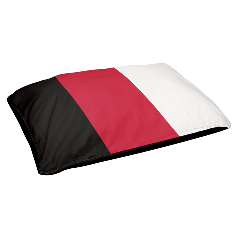 Coussin rectangulaire designer Tampa Bay, Moyen (L 30 po x l 40 po), Noir / rouge / blanc