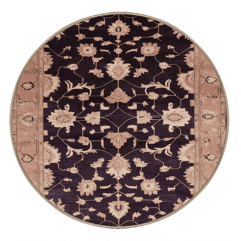 Machine Washable Overdyed Beige Area Rug, Round 6'