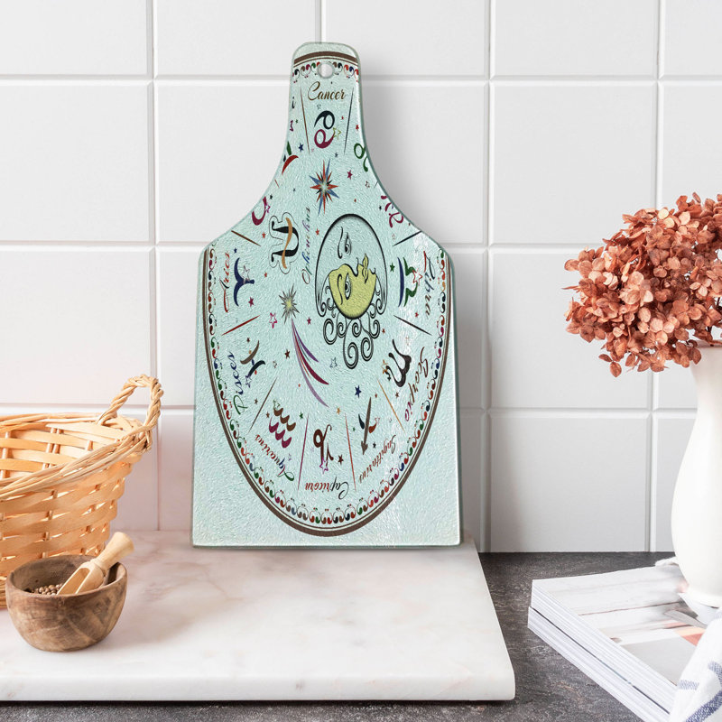 Astrology Multicolor Tempered Glass Rectangular Cutting Board