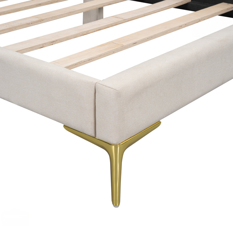 Twin Size Upholstered Daybed with Headboard, Beige