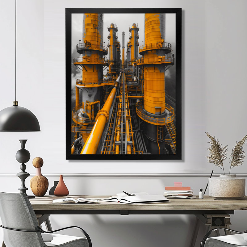 Shaver - Factories, art mural, H 20 po x l 12 po x P 1 po, Toile encadrée noire simple