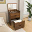Bureau de coiffeuse en noyer 3-en-1 avec miroir lumineux et siège de rangement