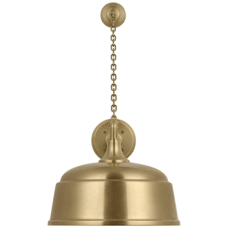 Thomas O'Brien, "Academy 17.5" Anchored Mack Barn Light in Hand-Rubbed Antique Brass with 8" Rockhouse Shade