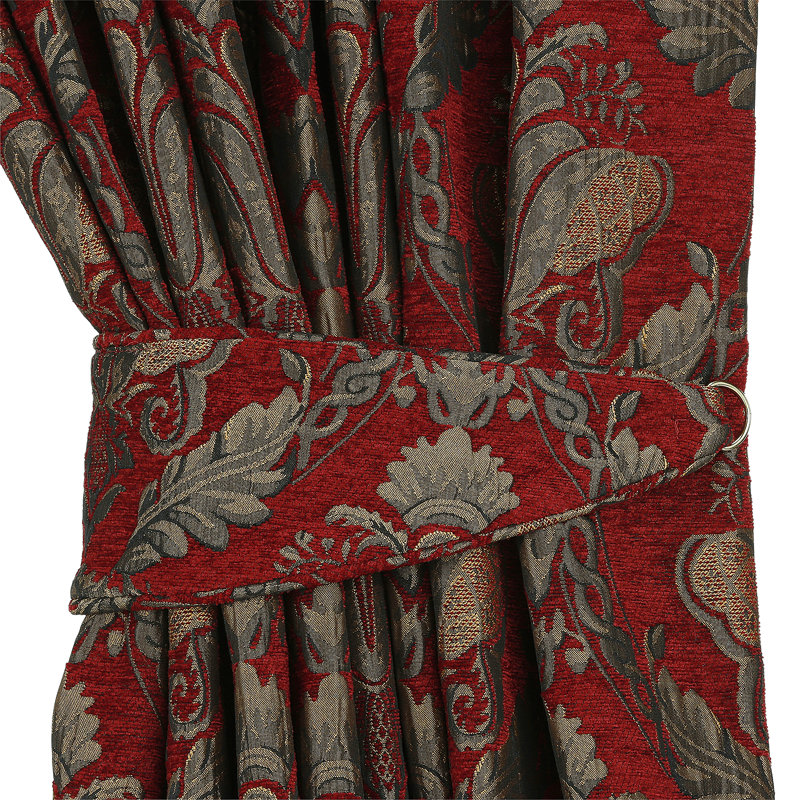 Shiraz Floral Damask Pencil Pleat Curtain, 168 W x 183 D cm