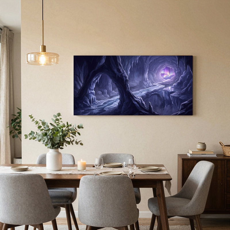 «Dark Blue Ice Cave» avec art mural sur toile Aurora Light, L 40 po x H 20 po