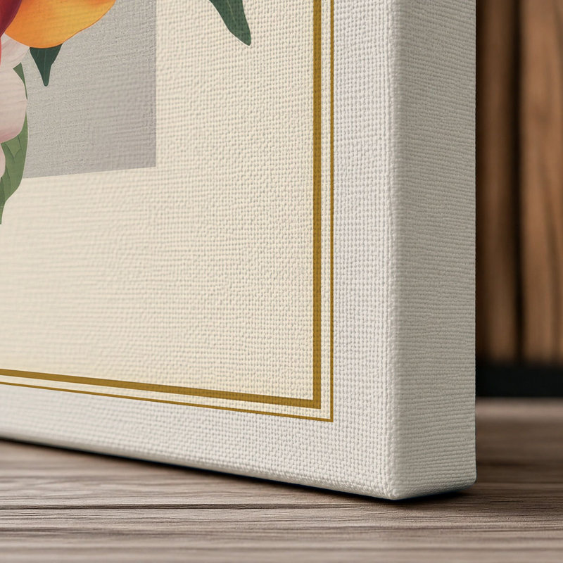 Peach Blossom Study Botanical - Wrapped Canvas, 24x16 - 61.0 x 40.6 cm, Cream Border