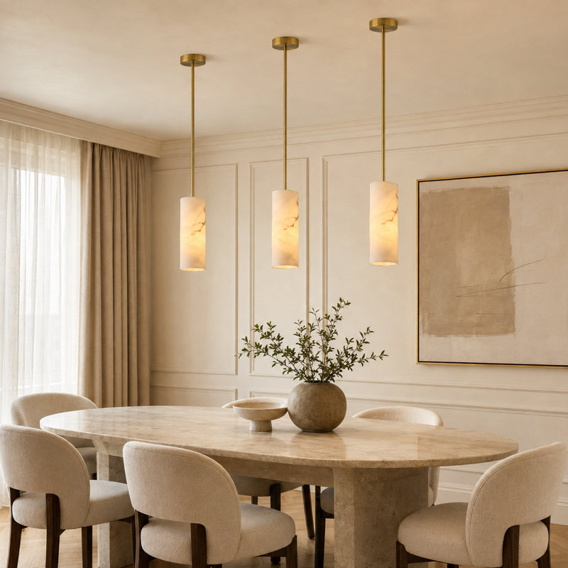 1PC Dimmable Alabaster Pendant Light Kitchen Island, Bronze
