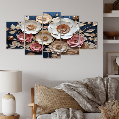 Orchidée rose et bleue - Art mural floral abstrait multipanel pour le salon