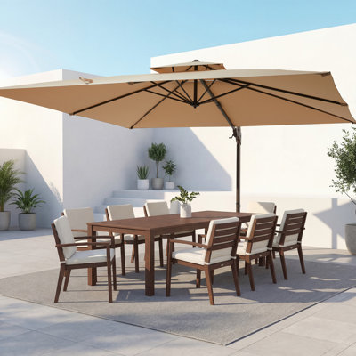 9 pi. X 9 pi Parasol carré en porte-à-faux en acier avec pivot et inclinaison pour l'extérieur