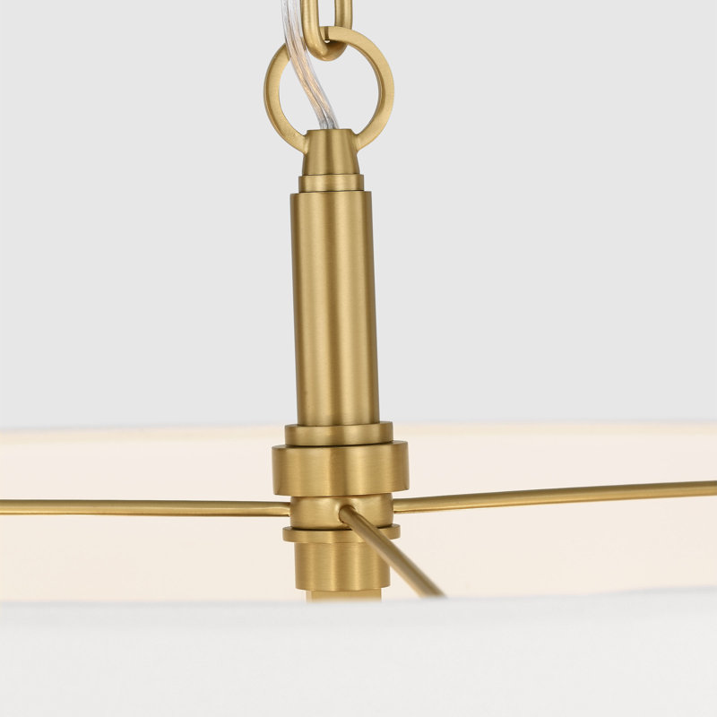 Thomas O'Brien Danica 6 Light Dining Room Chandelier With White Linen Shade, Burnished Brass