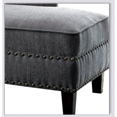 Fabric Chaise / Bench Nailhead Trims Pillow Plush Comfort 1pc Chaise Living Room Furniture