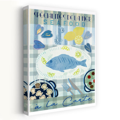 Impression d'art mural rétro de poisson frais français