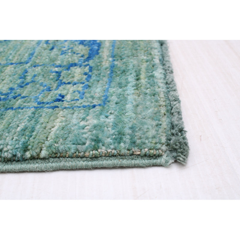 Tapis bleu sarcelle à transition de couleur 10 pi 0 po x 14 pi 0 po