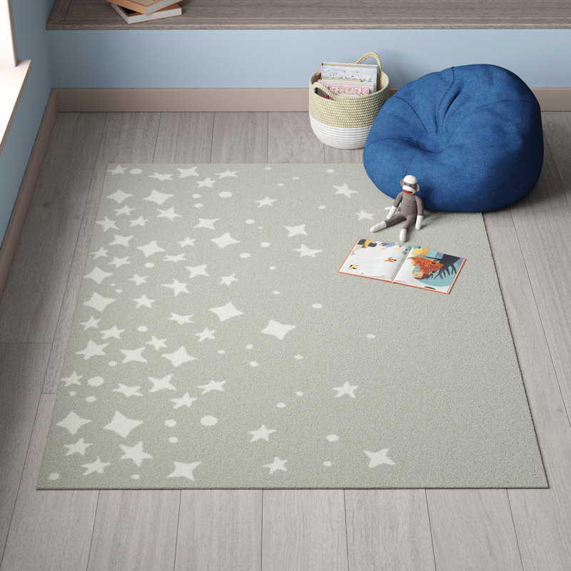 Tapis d'intérieur / extérieur tissé à la machine Gile, Rectangle 5 pi 3 po x 7 pi, Blanc / Bleu marine