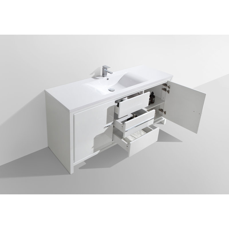 Melillo 58.5'' Single Bathroom Vanity Base Only, High Gloss White