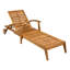 Ensemble de table d'appoint d'extérieur inclinable - Comprend un coussin de 2 pouces et une chaise longue à dossier réglable avec roulettes et une table d'appoint pliable et réglable en bois d'acacia pour porche Poode