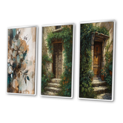«Brown and Green Nature's Front Door Greeting», 3 pièces sur toile