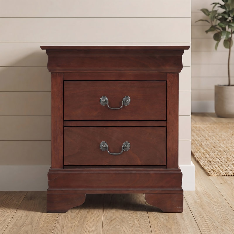 Temara Rich Cherry 2 Drawers Nightstand, Rich Cherry