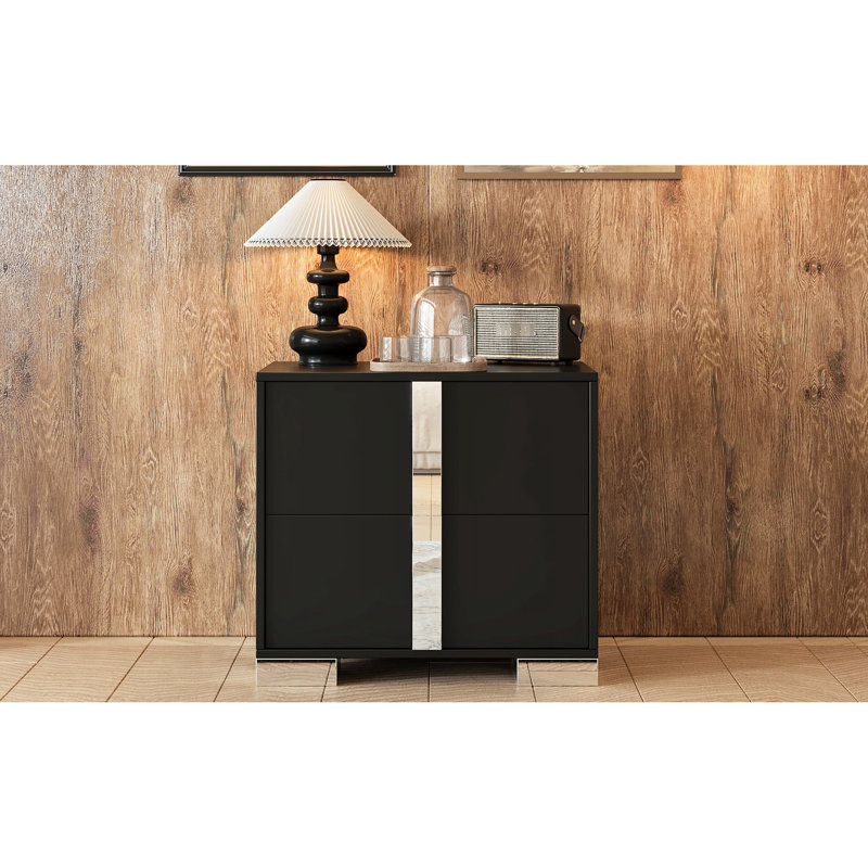 Table de chevet classique noire, pied en métal, 2 tiroirs, format 23,3 po x 15,4 po x 21,3 po