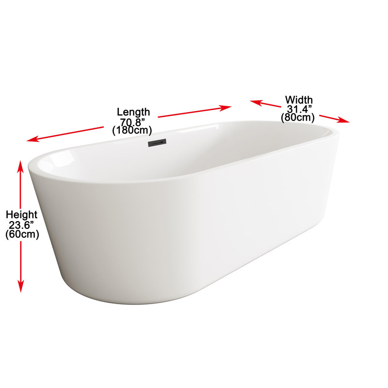 Baignoire de trempage 71 "x 31" Jakeil, Noir mat