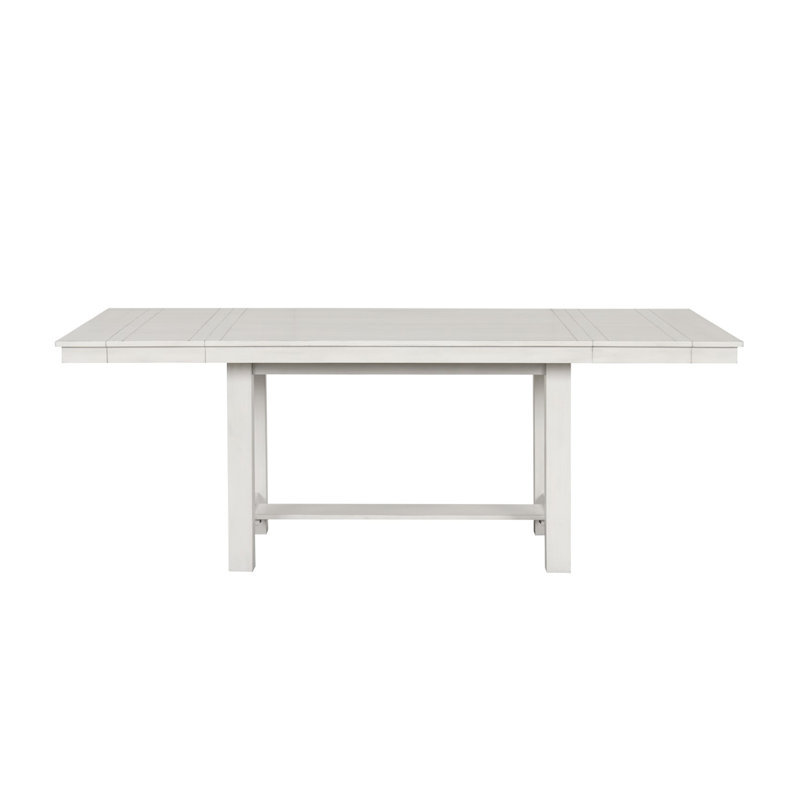 Table de salle à manger rectangulaire en bois extensible avec 2 côtés en chêne blanc rustique