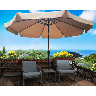 10Ft Patio Umbrella Tan - Outdoor Shade For Backyard, Garden, Deck With Vented Top, Easy To Operate Crank And Tilt Function Rust- Steel Pole, Square Ribs,