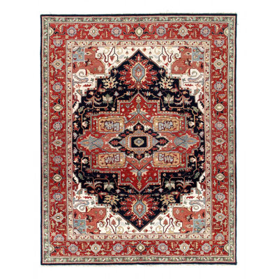 Tapis bleu marine en laine 8 pi 1 po x 10 pi 1 po Debrea