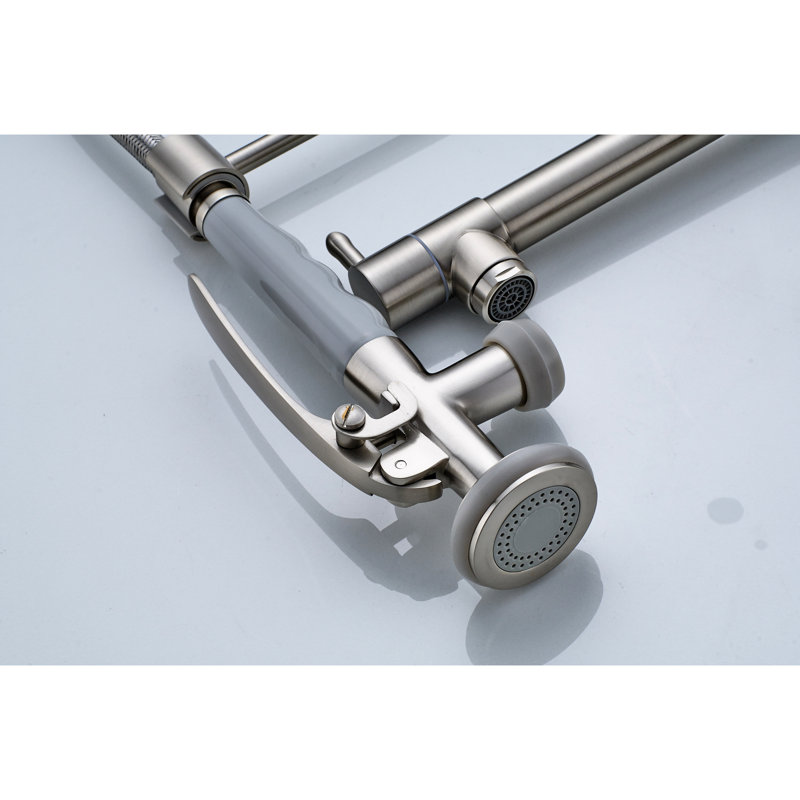 Commercial Style Kitchen Sink Faucet - Brushed Nickel, Pull Down , Long-Lasting Ceramic Washer, Smooth Operation