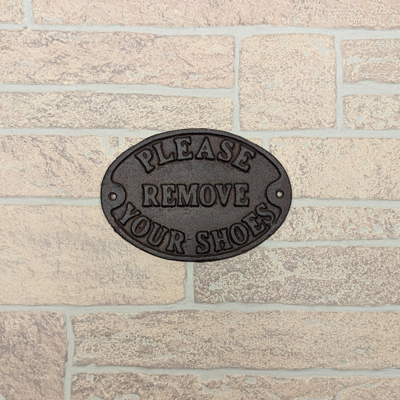 Remove Shoes Cast Iron Sign Rustic Front Door Porch Home Decor Wall Art Plaque Remove Shoes Cast Iron Sign Rustic Front Door Porch Home Decor Wall Art Plaque