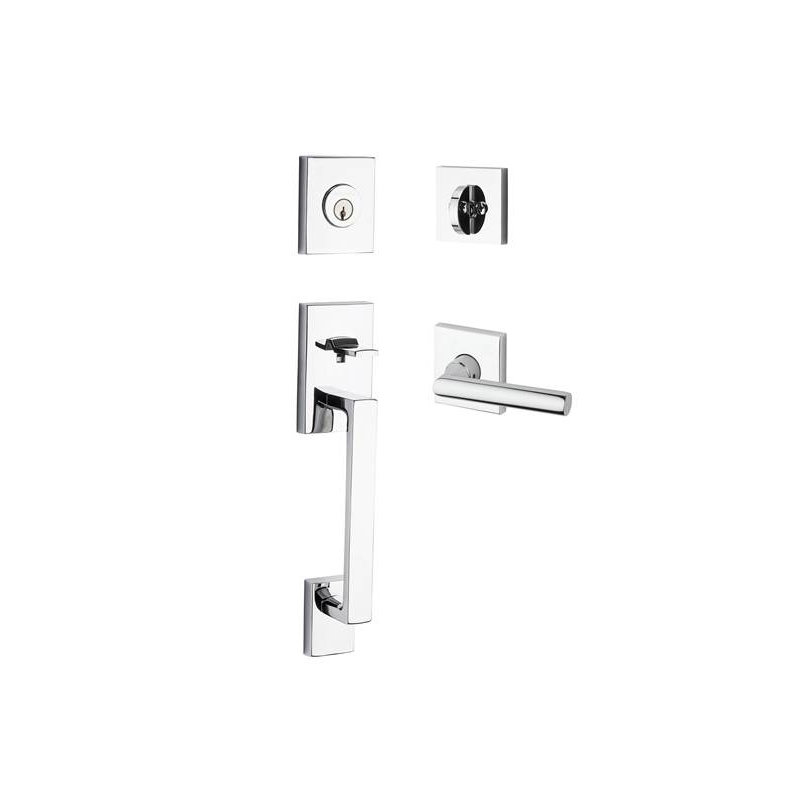 La Jolla Handleset with Single Cylinder Deadbolt and Door Lever and Rosette, Keyed Different, Polished Chrome, Yes