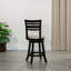 Tabouret pivotant à dossier à lattes de 24 po de hauteur comptoir, finition espresso, siège en tissu beige-111680718-111680721