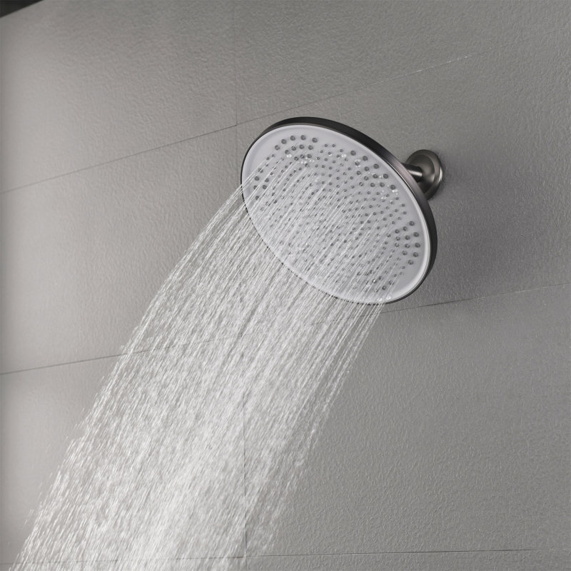 Rain Fixed Shower Head 1.8 GPM GPM, Black/Silver