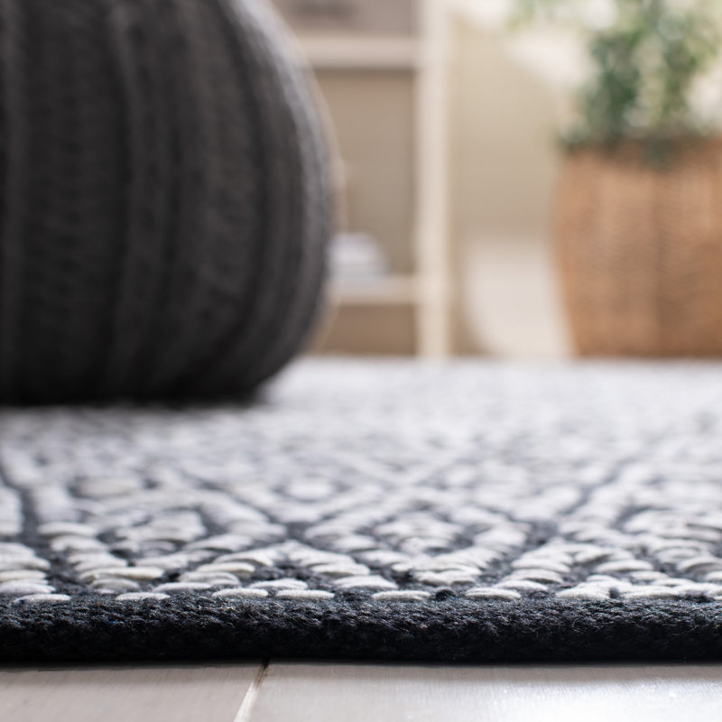 Tapis géométrique tissé à la main Montauk, Carré 6 pi