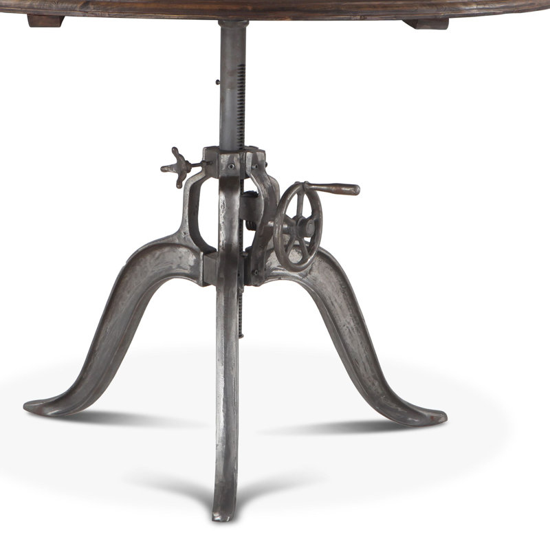 Hackett Teak Round Solid Wood Top Metal Base Dining Table