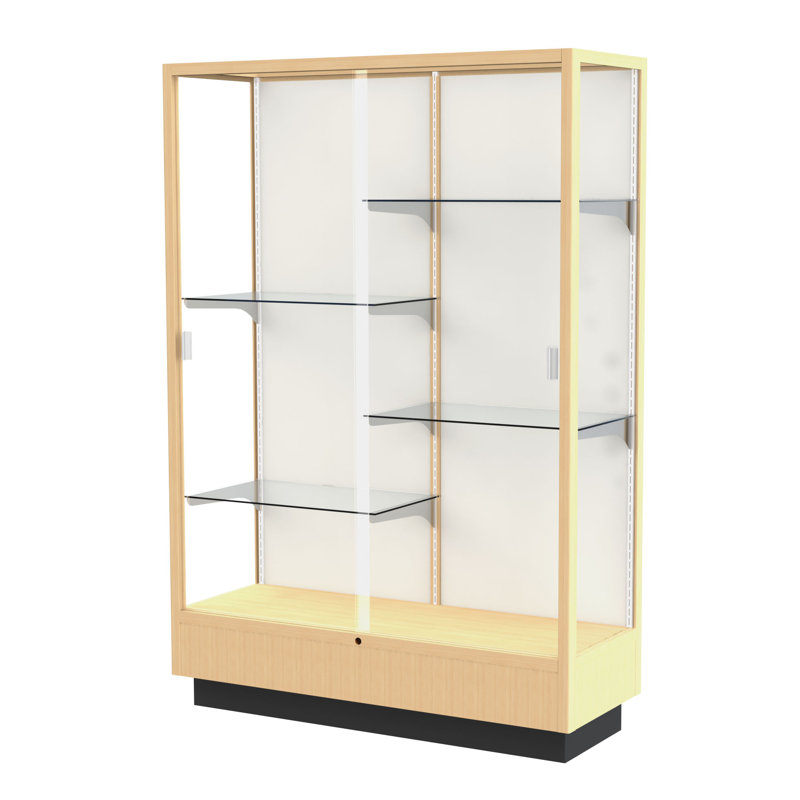 Vitrine à trophée en bois H 70 po x l 48 po Heritage Series, Érable miel, Plaque de tissu