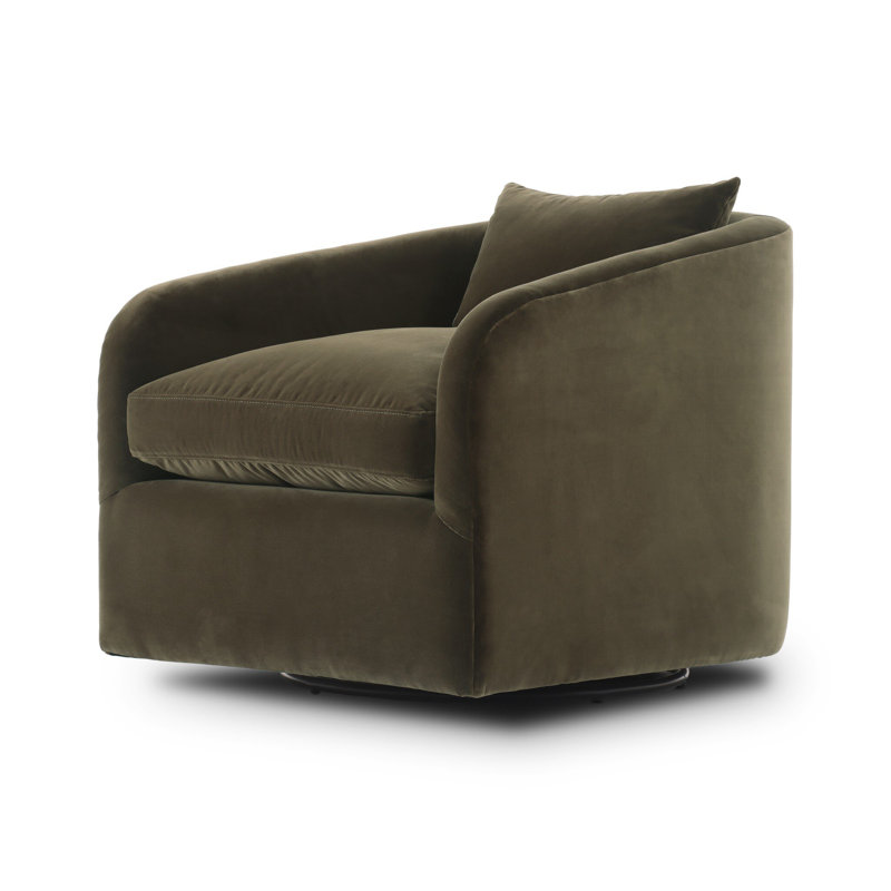 Topanga Swivel Armchair, Surrey Olive Cotton Blend