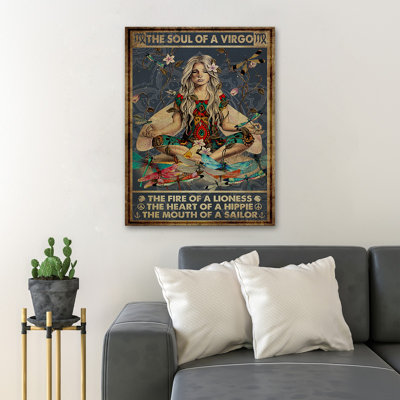 «Virgo Girl With Dragonflies - The Soul Of A Virgo», reproduction d'art graphique sur toile tendue 1 pièce