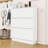 Modern Narrow Tipping Bucket Shoe Cabinet, 6 Flip Drawers, Adjustable Storage and Hooks-1674314367