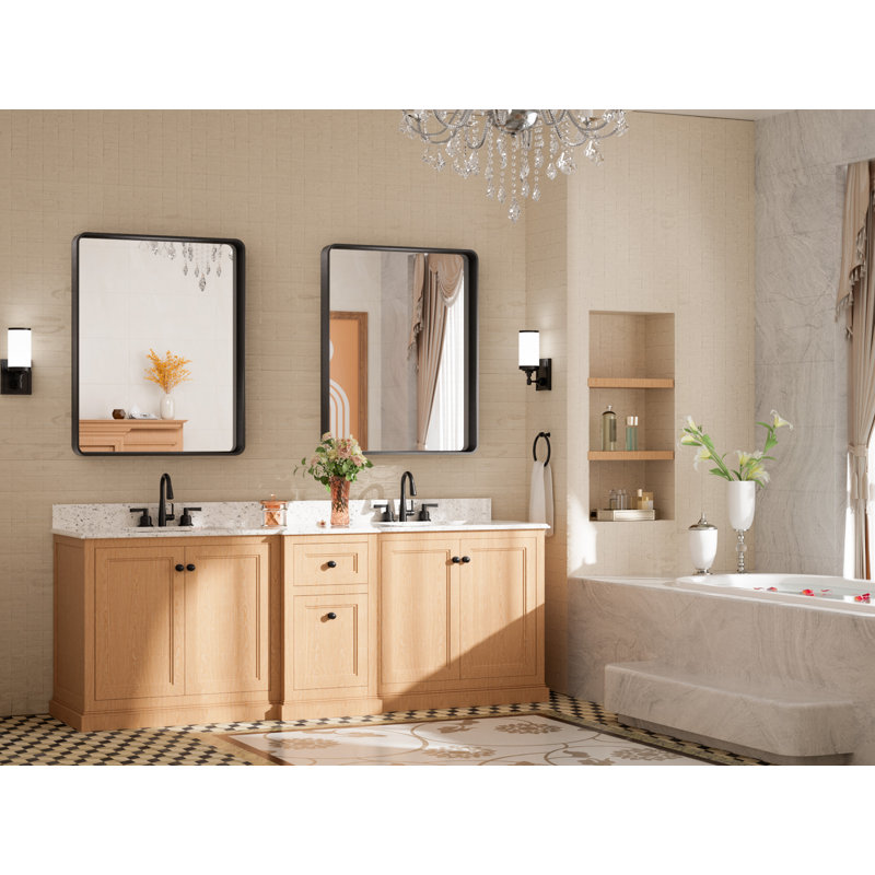 Miroir d'appoint Tyro, Noir mat, 30 po x 24 po, Rectangulaire