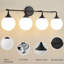 Luminaire de salle de bain à intensité variable avec abat-jour en verre opale lait 5,9 po Romale-336164282-401611887
