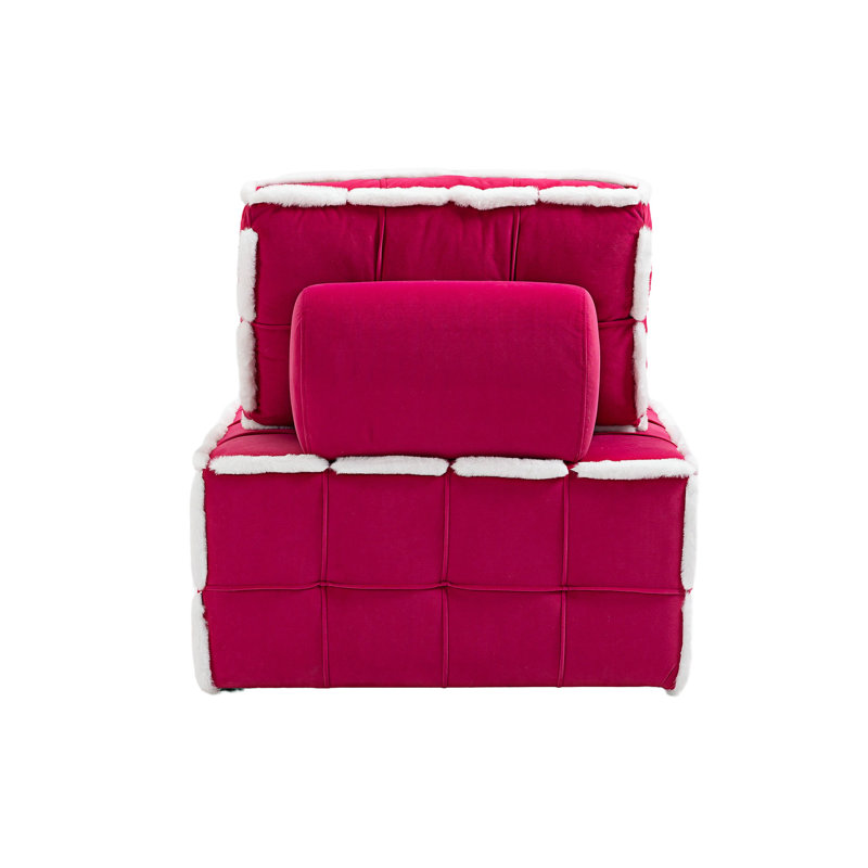 Tija Upholstered Deep Seat Armless Accent Chair Lazy Sofa Lounge Barrel Chairs, Red Velvet