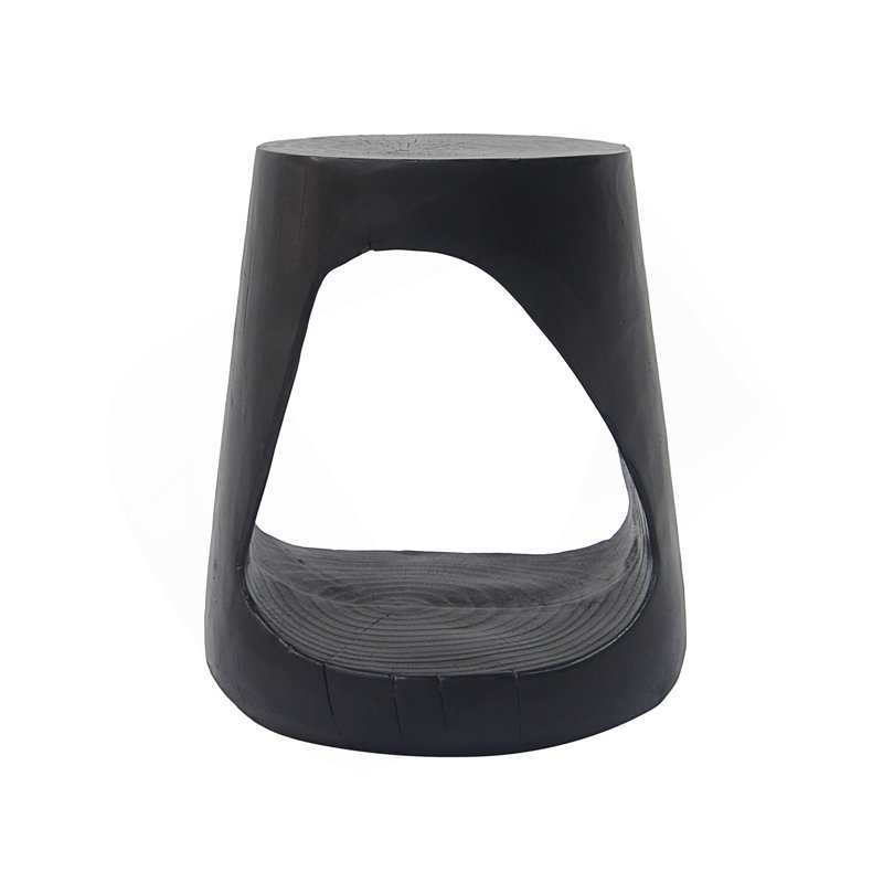 Table d'appoint ronde creuse avec texture de grain de bois naturel, fabrication MGO durable pour une utilisation intérieure et extérieure