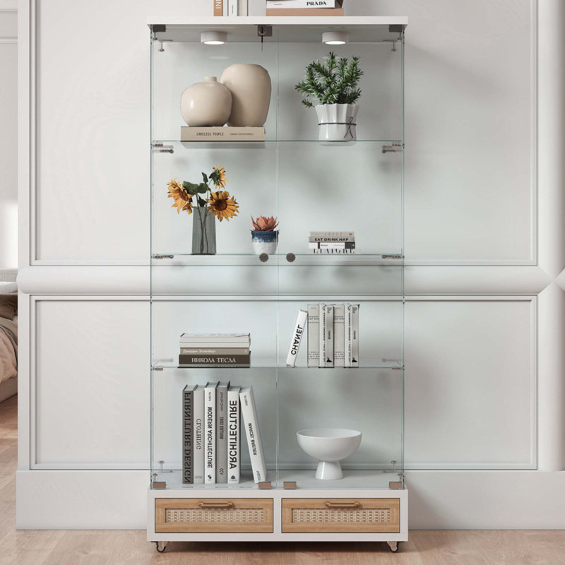 Vitrine moderne en verre avec grands tiroirs