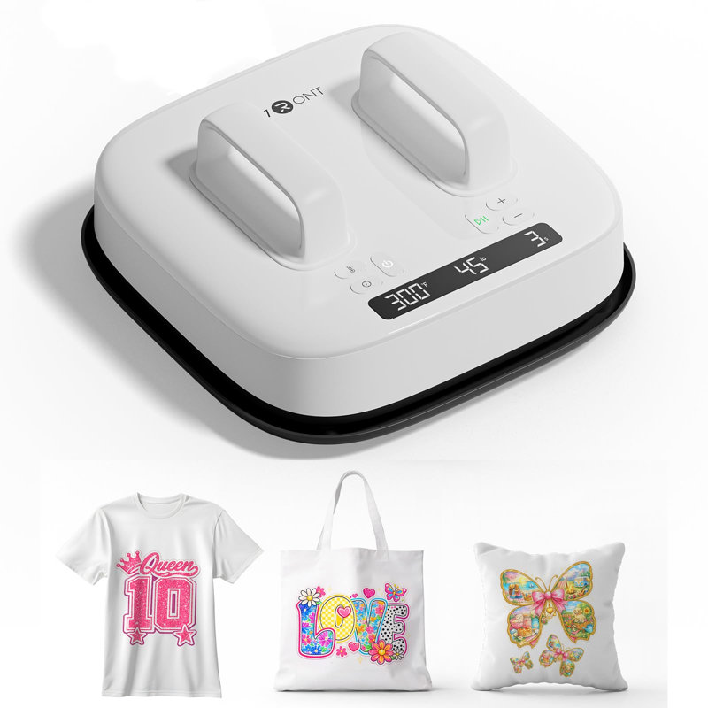 Presse à chaleur pour t-shirts HTVRONT - Presse à chaleur portative 10 X 10 avec affichage de la pression, chauffe rapidement et uniformément les presses à chaleur H10 V2 pour les projets de TVH, de sublimation et de transfert de chaleur