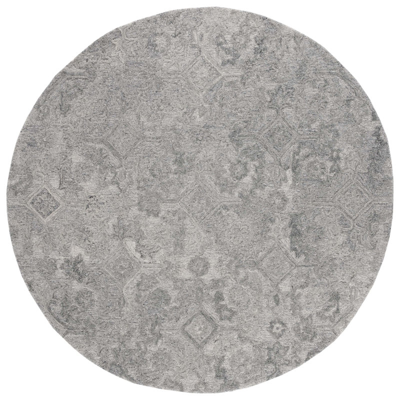 Tapis gris touffeté à la main Marnell, Rond 6 pi