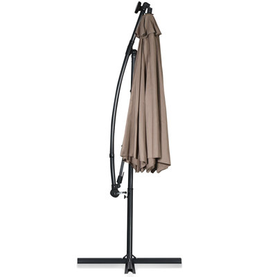 10FT 360° Rotating Solar Powered LED Offset Patio Umbrella, Tan (Base Not Included)