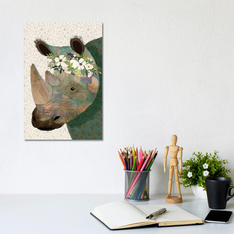 Rhino by Mia Charro - Wrapped Canvas Gallery-Wrapped Canvas Giclée, 20.32 cm H x 30.48 cm W