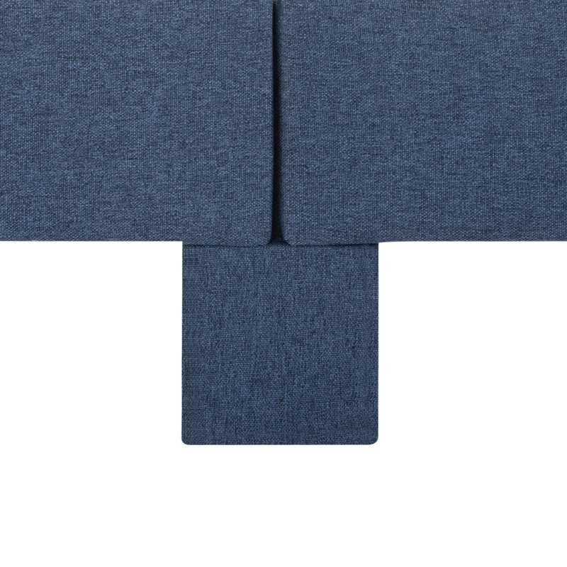 Lit plateforme tapissier, Bleu, Lin